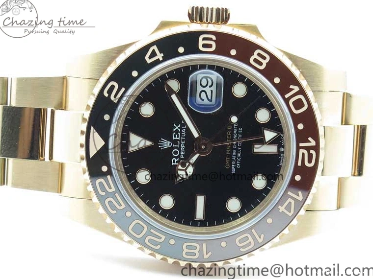 AAA Replica Watches CHNR Comfortable A 1:1 on 316L Master Steel 126715 Black Dial 2961 Brown Best Bracelet Edition Ceramic GMT Black GMF II RG 0123